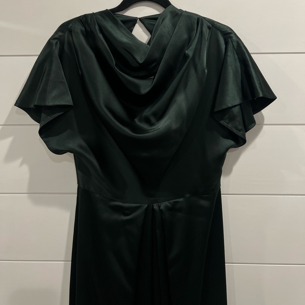 Christian Siriano green satin cowl neck gown - Picture 2 of 5
